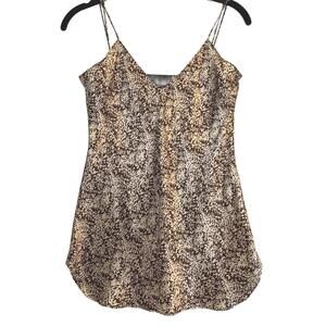 Nili Lotan Print Isabella Silk Charmeuse Cami Tank Top Brown Cream Size XS